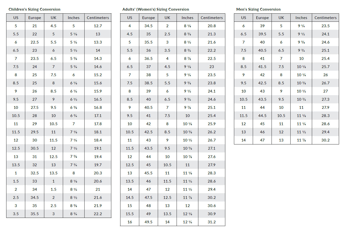 Capezio Fishnet Size Chart