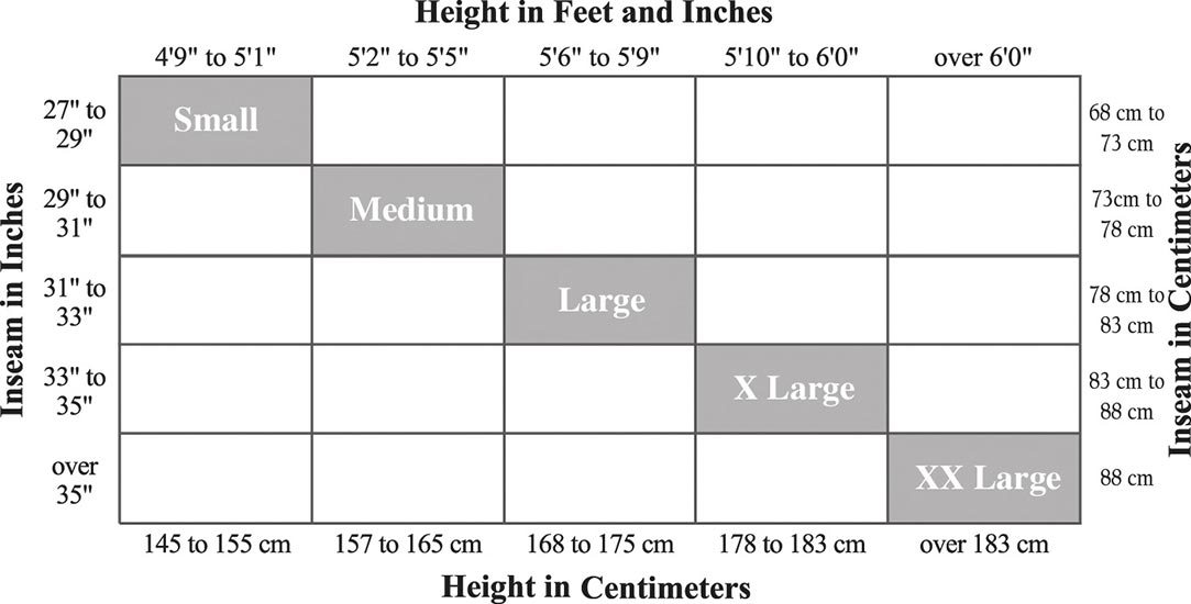 Stewart Tights Size Chart